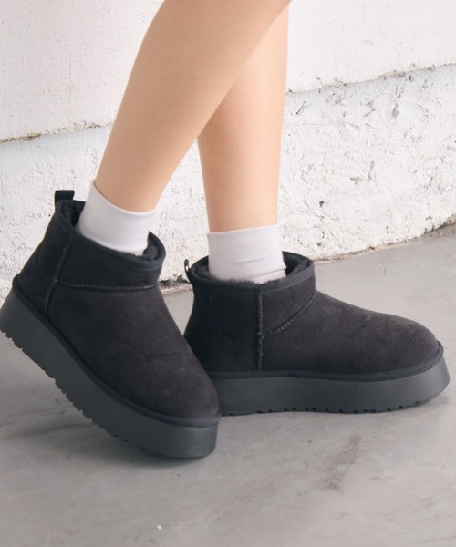 RETRO GIRL（レトロガール）の「ショートムートン（ブーツ・レディース・ブラック/キャメル/ダークグレー・MEDIUM/LARGE）」の2枚目の写真