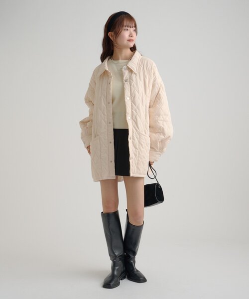 セール】【軽いのに暖かい◎/2サイズ展開】襟付きキルティング