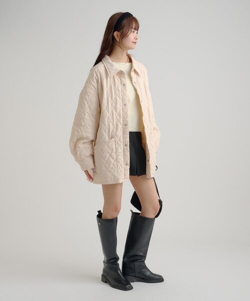 セール】【軽いのに暖かい◎/2サイズ展開】襟付きキルティング