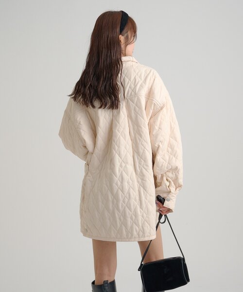 セール】【WEB限定カラー/カーキ】襟付きキルティングジャケット