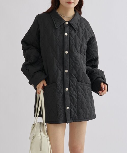 セール】【WEB限定カラー/カーキ】襟付きキルティングジャケット