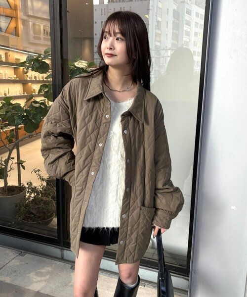 WEB限定カラー/カーキ】襟付きキルティングジャケット（その他アウター