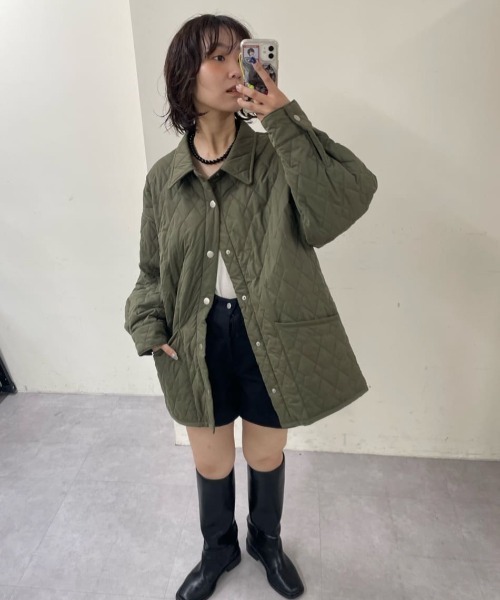 mystic 襟付きキルティングジャケット mystic（ミスティック）の「【WEB限定カラー/カーキ】襟付き