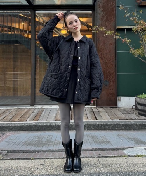 軽いのに暖かい◎/2サイズ展開/WEB限定カーキ】襟付きキルティング