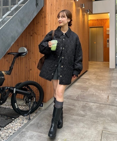 mystic(ミスティック)の「【軽いのに暖かい◎/2サイズ展開】襟付きキルティングジャケット(その他アウター・レディース・カーキ/ブラック/アイボリー/ブルー/モカ・FREE/1)」の9枚目の写真