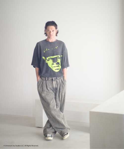 ADAM PATEK(アダムパテック)の「ADAMPATEK/Frankenstein face print T/フランケンシュタインフェイスプリントコラボTシャツ(Tシャツ/カットソー・メンズ・パープル/グリーン・1/2)」の12枚目の写真