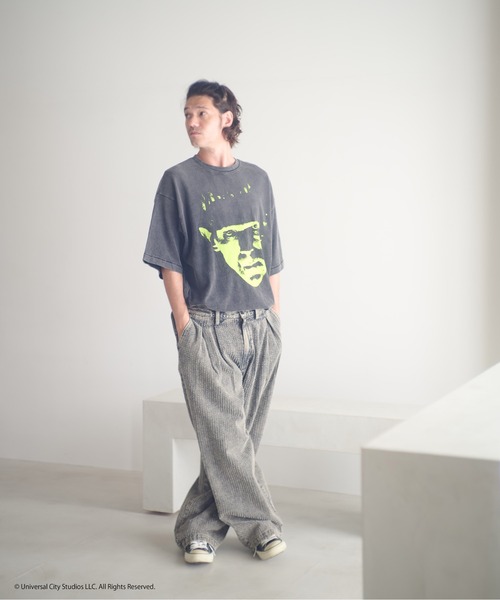 ADAM PATEK(アダムパテック)の「ADAMPATEK/Frankenstein face print T/フランケンシュタインフェイスプリントコラボTシャツ(Tシャツ/カットソー・メンズ・パープル/グリーン・1/2)」の11枚目の写真
