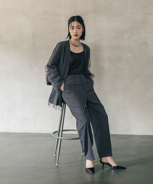 オフィスライン》TRチュールノーカラージャケット 582131（ノーカラー