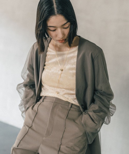 LEPSIM（レプシィム）の「《オフィスライン》TRチュールノーカラージャケット　582131（ノーカラージャケット・レディース・チャコールグレー/ブラウン系その他・FREE）」の20枚目の写真