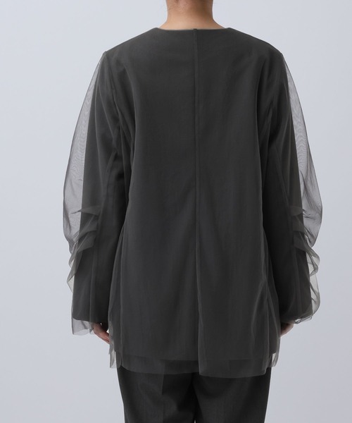 LEPSIM（レプシィム）の「《オフィスライン》TRチュールノーカラージャケット　582131（ノーカラージャケット・レディース・チャコールグレー/ブラウン系その他・FREE）」の17枚目の写真