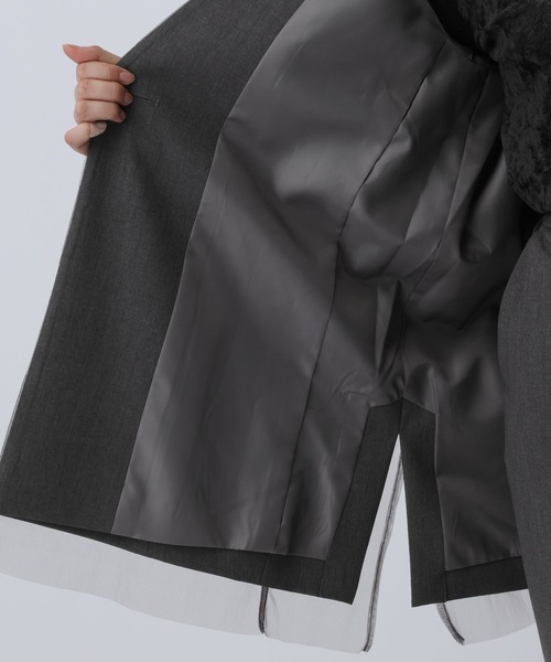 オフィスライン》TRチュールノーカラージャケット 582131（ノーカラー