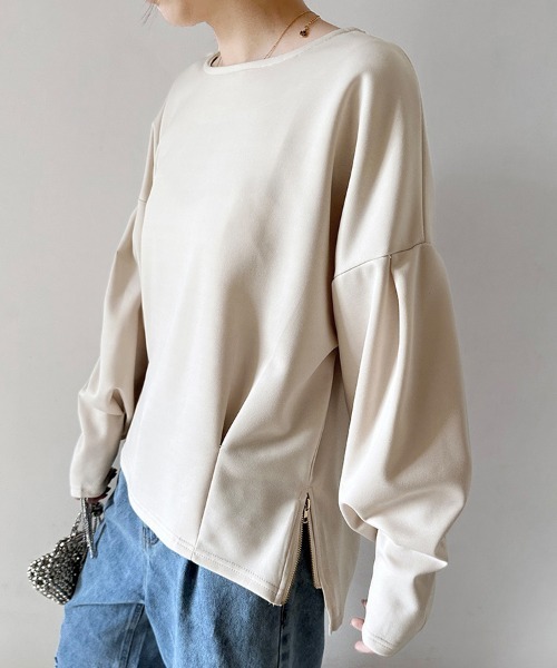 ReRe(リリ)の「サイドスリットカットソー(Tシャツ/カットソー・レディース・テラコッタ/ブラック/ベージュ/ホワイト・FREE)」の5枚目の写真