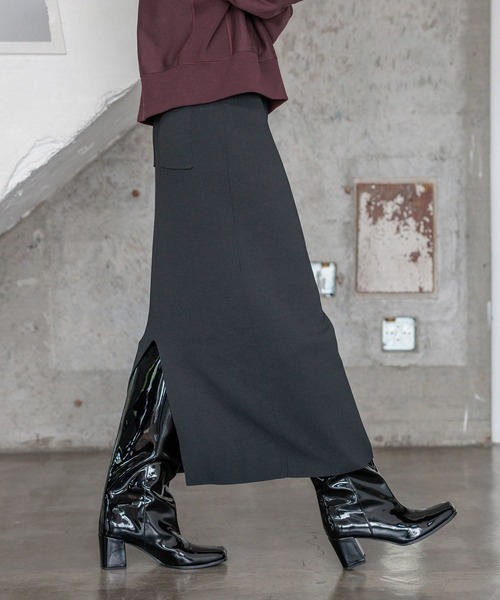 HEREIAM（ヘレイアム）の「【HEREIAM】EASYニットナロースカート（スカート・レディース・バイオレット/オレンジ系/ブラック・SMALL/MEDIUM）」の2枚目の写真