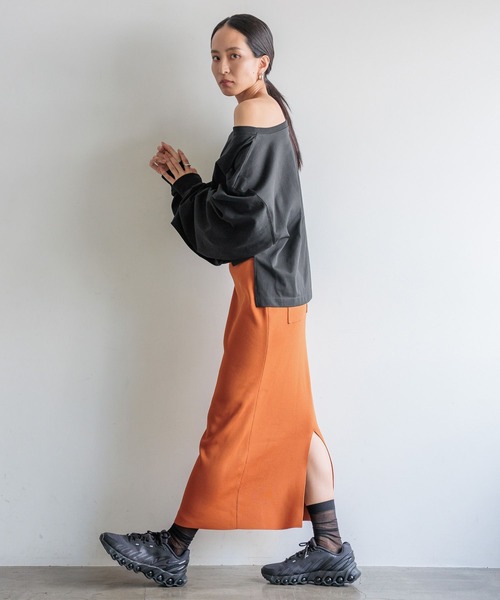HEREIAM（ヘレイアム）の「【HEREIAM】EASYニットナロースカート（スカート・レディース・バイオレット/オレンジ系/ブラック・SMALL/MEDIUM）」の8枚目の写真