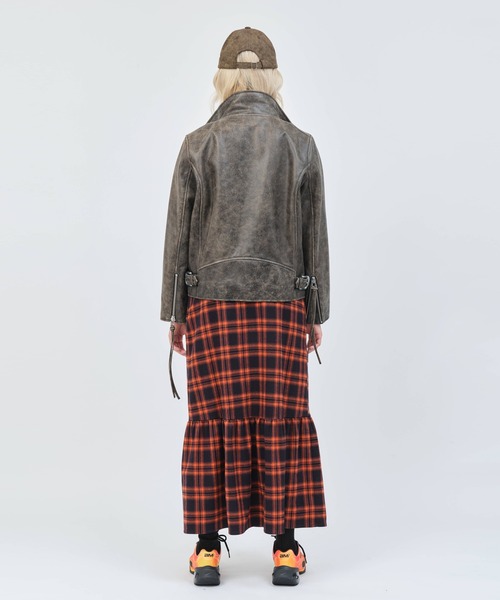 atmos pink(アトモスピンク)の「atmos pink Distressed Leather Jacket / アトモス ピンク ディストレス レザー ジャケット(その他アウター・レディース・ブラウン/ホワイト・FREE)」の10枚目の写真