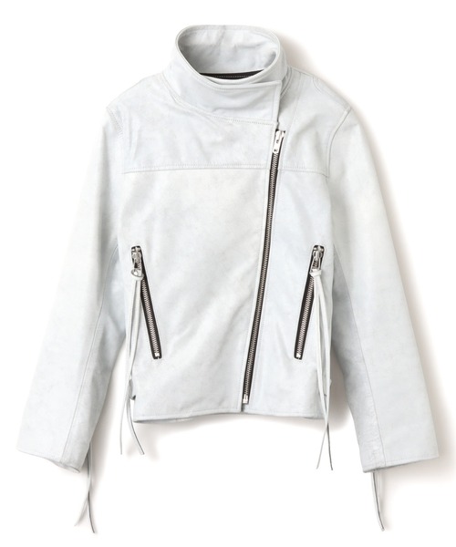 atmos pink(アトモスピンク)の「atmos pink Distressed Leather Jacket / アトモス ピンク ディストレス レザー ジャケット(その他アウター・レディース・ブラウン/ホワイト・FREE)」の13枚目の写真