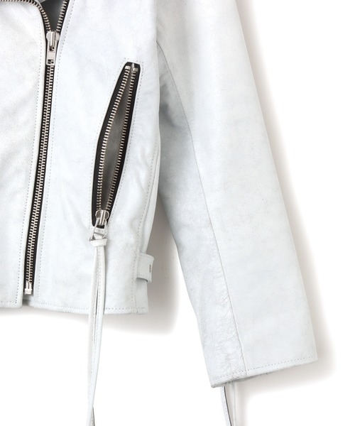 atmos pink(アトモスピンク)の「atmos pink Distressed Leather Jacket / アトモス ピンク ディストレス レザー ジャケット(その他アウター・レディース・ブラウン/ホワイト・FREE)」の16枚目の写真