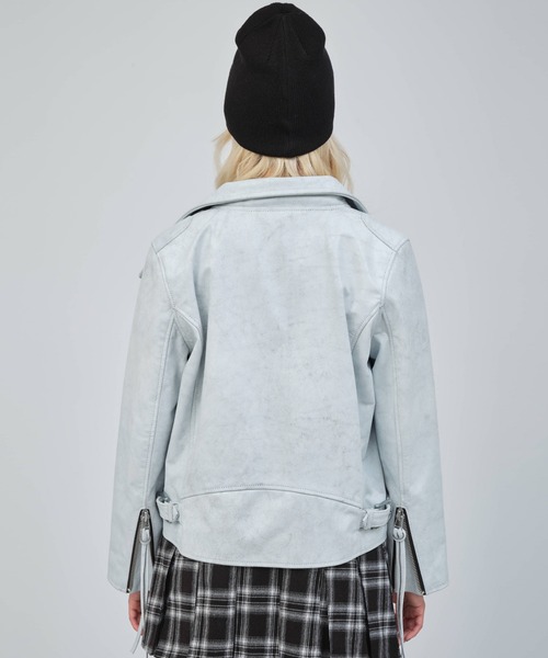 atmos pink(アトモスピンク)の「atmos pink Distressed Leather Jacket / アトモス ピンク ディストレス レザー ジャケット(その他アウター・レディース・ブラウン/ホワイト・FREE)」の19枚目の写真