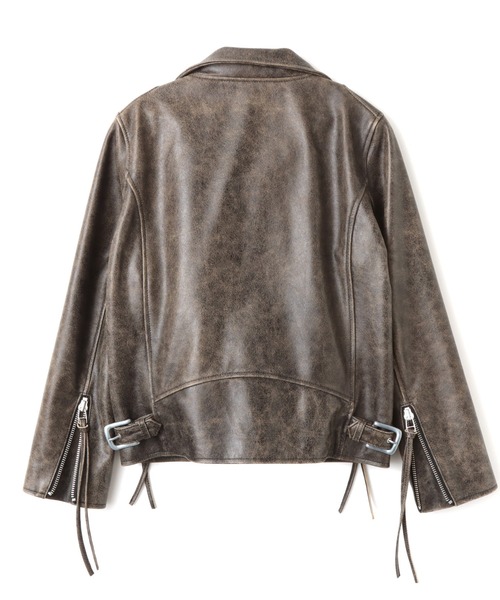 atmos pink(アトモスピンク)の「atmos pink Distressed Leather Jacket / アトモス ピンク ディストレス レザー ジャケット(その他アウター・レディース・ブラウン/ホワイト・FREE)」の8枚目の写真
