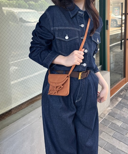 セール】【セットアップ】デニムシャツジャケット+ワイドパンツ