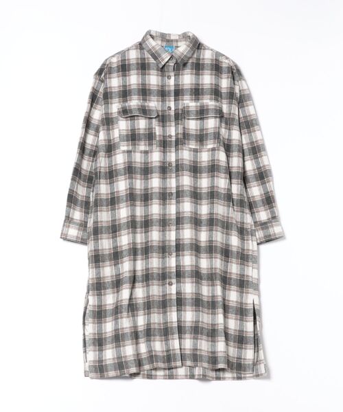 Ocean Pacific（オーシャンパシフィック）の「【OP:オーピー】レディースチェックロングシャツ（シャツ/ブラウス・レディース・ネイビー/アイボリー・X-LARGE/MEDIUM）」の4枚目の写真