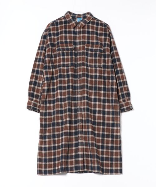 Ocean Pacific（オーシャンパシフィック）の「【OP:オーピー】レディースチェックロングシャツ（シャツ/ブラウス・レディース・ネイビー/アイボリー・X-LARGE/MEDIUM）」の5枚目の写真