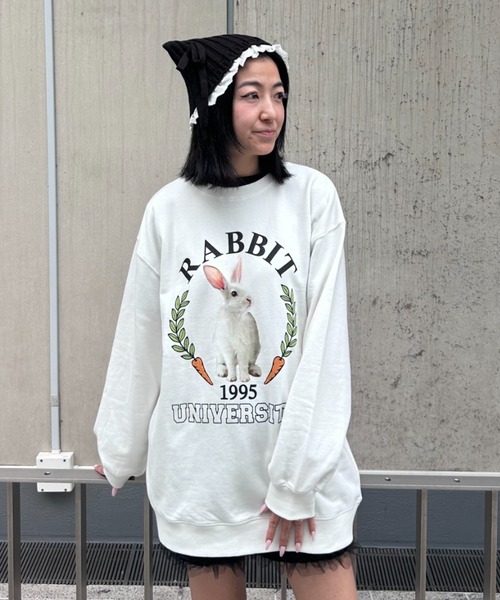 Candy Stripper(キャンディストリッパー)の「RABBIT UNIVERSITY SWEAT ワンピース(スウェット・レディース・ピンク/ネイビー/レッド/オフホワイト・FREE)」の22枚目の写真