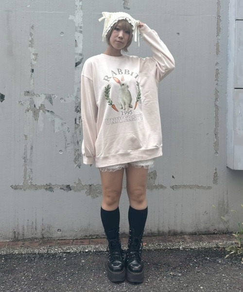 Candy Stripper(キャンディストリッパー)の「RABBIT UNIVERSITY SWEAT ワンピース(スウェット・レディース・ピンク/ネイビー/レッド/オフホワイト・FREE)」の18枚目の写真