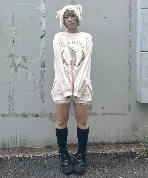 Candy Stripper(キャンディストリッパー)の「RABBIT UNIVERSITY SWEAT ワンピース(スウェット・レディース・ピンク/ネイビー/レッド/オフホワイト・FREE)」の17枚目の写真