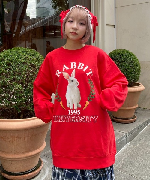 Candy Stripper(キャンディストリッパー)の「RABBIT UNIVERSITY SWEAT ワンピース(スウェット・レディース・ピンク/ネイビー/レッド/オフホワイト・FREE)」の10枚目の写真