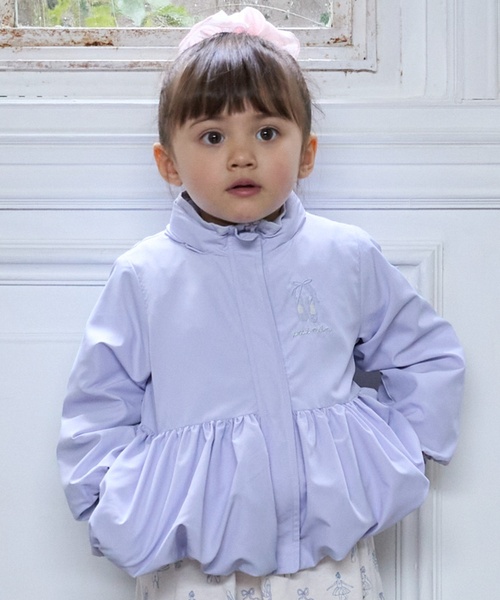 petit main（プティマイン）の「【撥水加工/洗える】ペプラムウィンブレ（ナイロンジャケット・キッズ・オフホワイト/ラベンダー/ネイビー/ライトベージュ・130cm/80ｃｍ/100cm/110cm/90cm/120cm）」の4枚目の写真