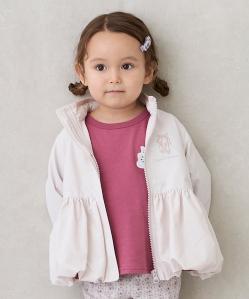 petit main（プティマイン）の「【撥水加工/洗える】ペプラムウィンブレ（ナイロンジャケット・キッズ・オフホワイト/ラベンダー/ネイビー/ライトベージュ・130cm/80ｃｍ/100cm/110cm/90cm/120cm）」の3枚目の写真