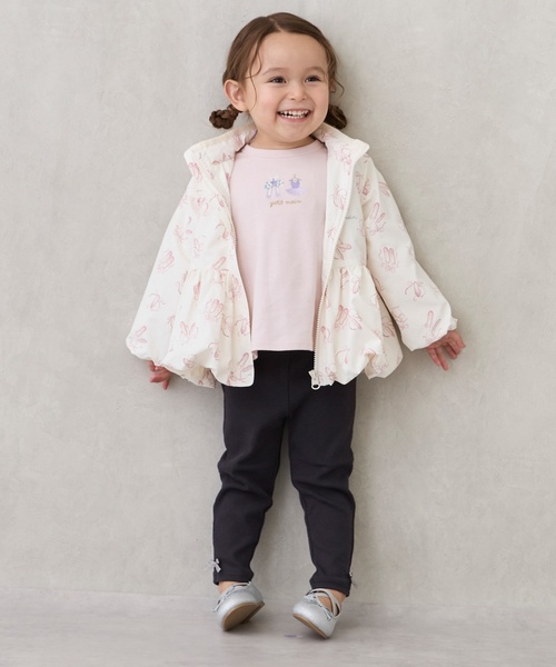 petit main（プティマイン）の「【撥水加工/洗える】ペプラムウィンブレ（ナイロンジャケット・キッズ・オフホワイト/ラベンダー/ネイビー/ライトベージュ・130cm/80ｃｍ/100cm/110cm/90cm/120cm）」の6枚目の写真