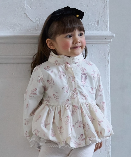 petit main（プティマイン）の「【撥水加工/洗える】ペプラムウィンブレ（ナイロンジャケット・キッズ・オフホワイト/ラベンダー/ネイビー/ライトベージュ・130cm/80ｃｍ/100cm/110cm/90cm/120cm）」の7枚目の写真