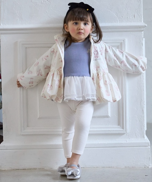 petit main（プティマイン）の「【撥水加工/洗える】ペプラムウィンブレ（ナイロンジャケット・キッズ・オフホワイト/ラベンダー/ネイビー/ライトベージュ・130cm/80ｃｍ/100cm/110cm/90cm/120cm）」の8枚目の写真