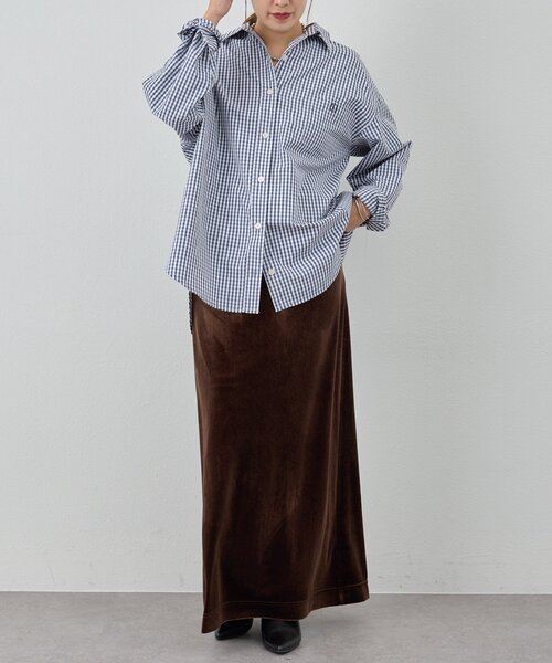 SHENERY(シーナリー)の「ギンガムチェックシャツ(シャツ/ブラウス・レディース・ネイビー・FREE)」の6枚目の写真