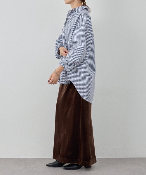 SHENERY(シーナリー)の「ギンガムチェックシャツ(シャツ/ブラウス・レディース・ネイビー・FREE)」の7枚目の写真