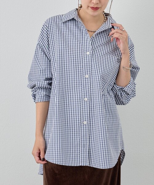 SHENERY(シーナリー)の「ギンガムチェックシャツ(シャツ/ブラウス・レディース・ネイビー・FREE)」の14枚目の写真