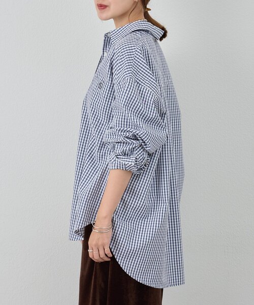 SHENERY(シーナリー)の「ギンガムチェックシャツ(シャツ/ブラウス・レディース・ネイビー・FREE)」の15枚目の写真