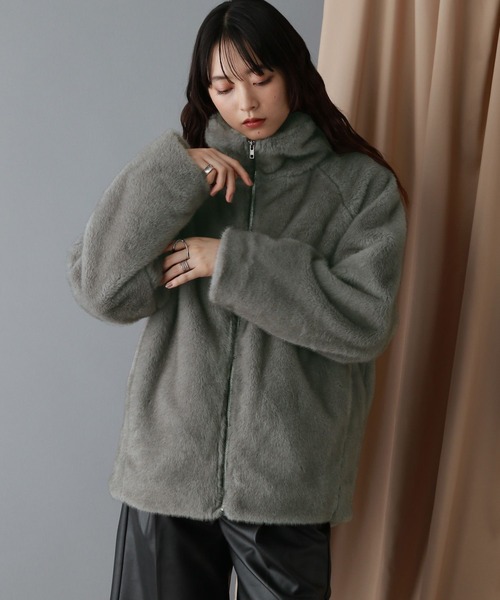 セール】選べるシルエット/Wジップスタンドカラーファージャケット