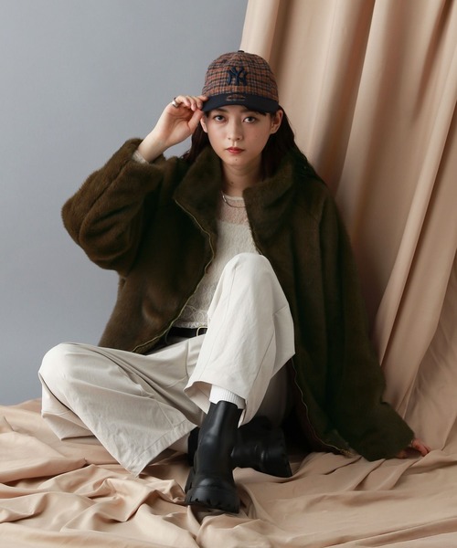 セール】選べるシルエット/Wジップスタンドカラーファージャケット