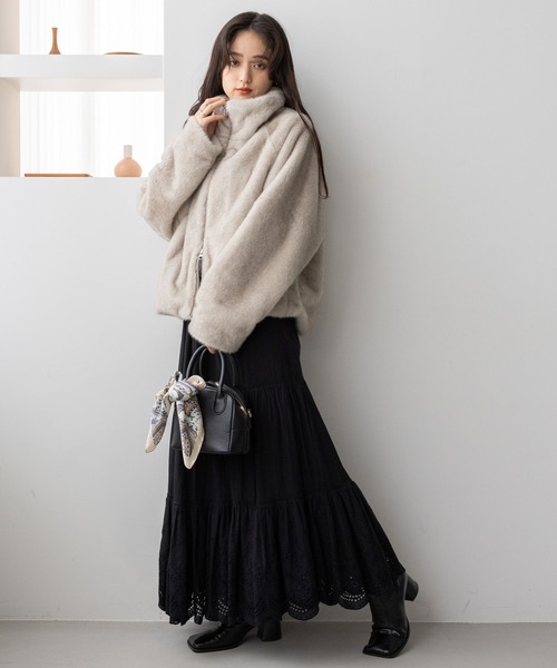 セール】選べるシルエット/Wジップスタンドカラーファージャケット