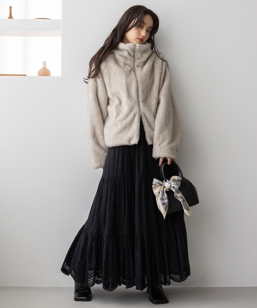 セール】選べるシルエット/Wジップスタンドカラーファージャケット