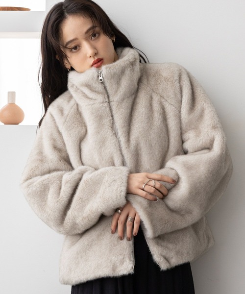 超人気！！RAGEBLUE Wジップスタンドカラーファージャケット セール】選べるシルエット/Wジップスタンドカラーファージャケット