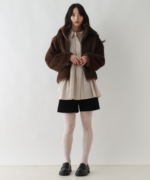 セール】選べるシルエット/Wジップスタンドカラーファージャケット