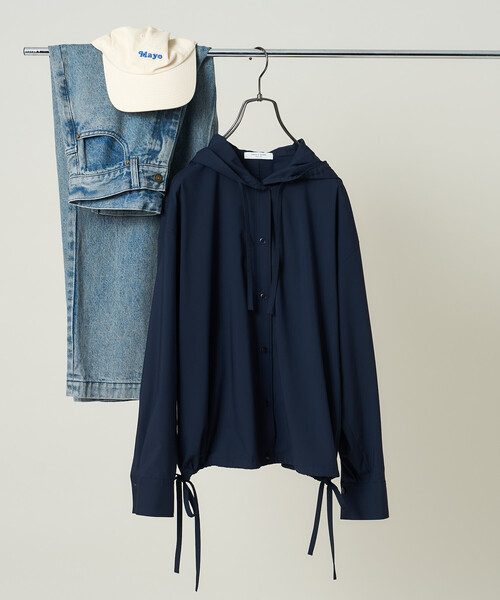 FREAK'S STORE（フリークスストア）の「フード付きシャツ（シャツ/ブラウス・レディース・オフホワイト/ブルー/ネイビー・ﾌﾘ-）」の3枚目の写真