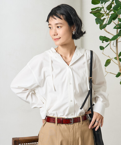 FREAK'S STORE（フリークスストア）の「フード付きシャツ（シャツ/ブラウス・レディース・オフホワイト/ブルー/ネイビー・ﾌﾘ-）」の2枚目の写真