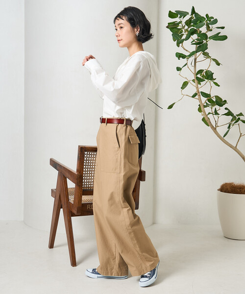 FREAK'S STORE（フリークスストア）の「フード付きシャツ（シャツ/ブラウス・レディース・オフホワイト/ブルー/ネイビー・ﾌﾘ-）」の14枚目の写真