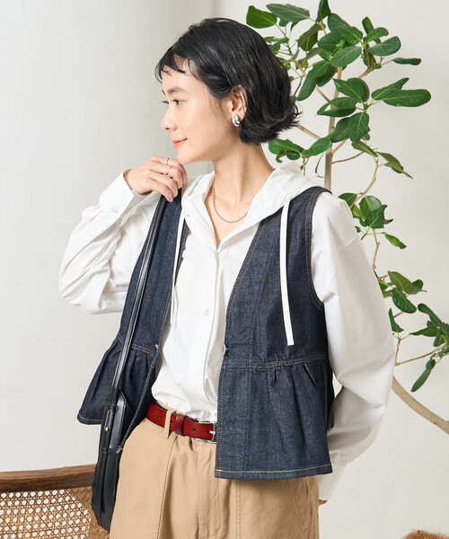 FREAK'S STORE（フリークスストア）の「フード付きシャツ（シャツ/ブラウス・レディース・オフホワイト/ブルー/ネイビー・ﾌﾘ-）」の21枚目の写真