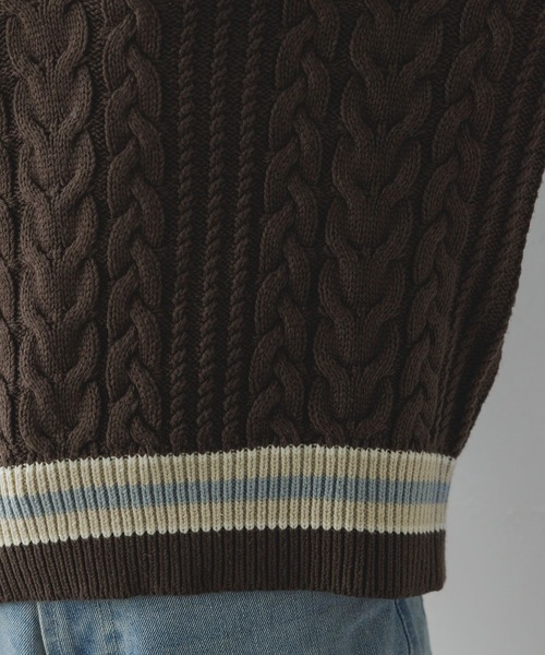 POLO BCS（ポロ ビーシーエス）の「【POLO BCS/ポロ・ビーシーエス】別注/チルデンニットプルオーバー（ニット/セーター・レディース・グレー系その他/オフホワイト/ブラウン・FREE）」の9枚目の写真